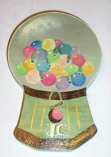 FOLK ART PRIMITIVE GUMBALL 1 CENT CANDY MACHINE WOOD CARVING PAINTING 