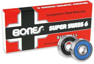 BONES SUPER SWISS 6 BEARINGS PACK of 8pcs Skateboard Longboard POWELL