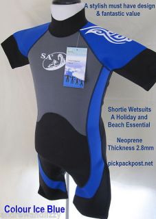 Childrens Shortie Wetsuit Triathlon Kids Wet Suit Blue
