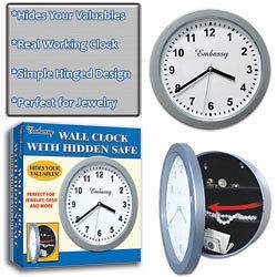 Silver Wall Clock with Hidden Diversion Safe NEW