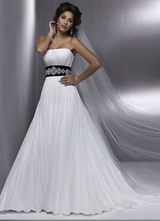   Strapless Wedding Dresses Fashion Beaded Chiffon Bridal Gown*Custom