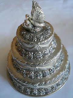 Vintage Dove Wedding Cake Topper Jewelry/Trinke​t Box