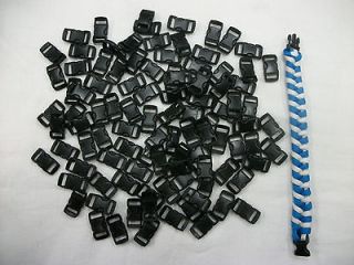 100) 3/8 Buckles Black For Paracord Bracelets Plastic Clasp Side 