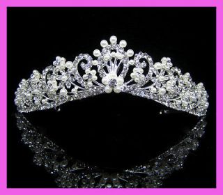 Wedding/Bridal crystal veil tiara crown headband CR192