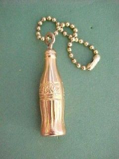 Vintage Miniature Bottle Coke or Coca Cola Gold Tone on Brass Keychain