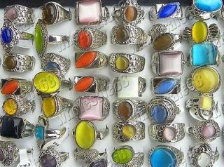   15pcs assorted imitation cat eye gemstone vintage jewelry mens rings