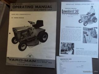 1969 Yard Man 3400 I Lawnbird Riding Mower Lawnmower Manual Vintage 