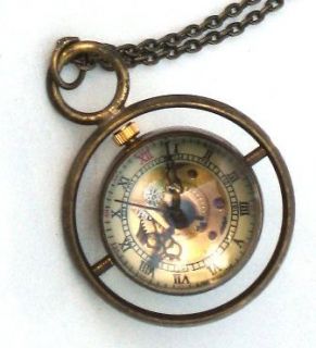   Harry Potter TIME TURNER Brass Chain Necklace Mechanical Pocket Watch