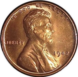 1942 LINCOLN CENT BRILLIANT UNCIRCULATED CONDITION GORGEOUS COIN (B55)