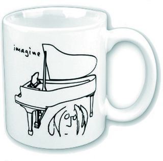 John Lennon Imagine Piano Portrait Graphic 12 Ounce Ceramic Coffee Tea 