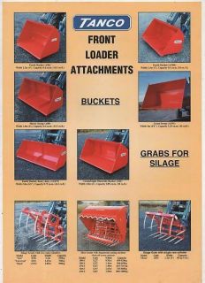 TANCO FRONT LOADER ATTACHMENTS SALES SHEET