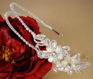 Exquisite Crystal & Pearl Bridal Headband Side Ornament