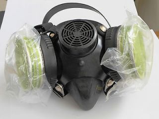 MSA Twin Cartridges RESPIRATOR MASK Camfo SILICONE PURE AIR BK MED NEW