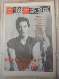 BRUCE SPRINGSTEEN BORN IN THE USA SINGLE, B & W POSTER ADVERT,11.75 