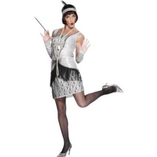 Womens 1920s Gangster Flapper Fancy Dress Costume   M