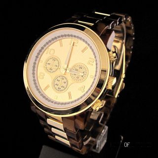   luxury Gold Plated Stainless Quartz wrist Watch Gift for Men Ladies