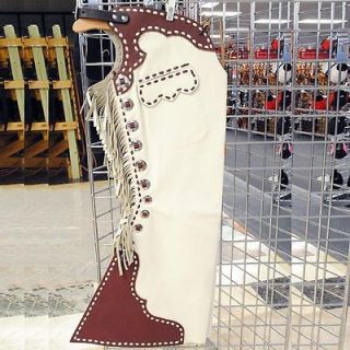   SMOOTH LEATHER TEXAS BELL RANCH COWBOY CHAPS LOADED WITH CONCHOS
