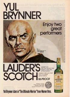 1975 Yul Brynner Art by Aldo Luongo Lauders Scotch Ad