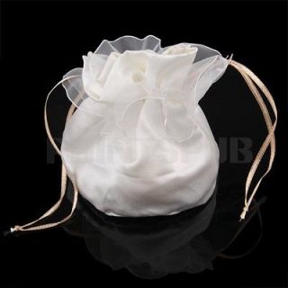 Ivory White Satin Wedding Prom Dolly Money Purse Bag Handbag