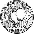 Buffalo Penny Coin rubber stamp WM 1x1