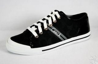 COACH Folly Sig C Stripe Webb Black/Dagger Womens Sneakers Shoes A1005 