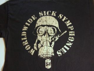 Mens T Shirt world wide sick symphonies army gas mask black size sz L 