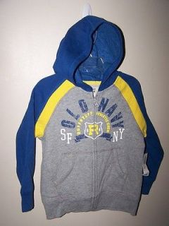 Boys size 4T hoodie zip up gray blue yllw RUFF n TUFF athletic crew 
