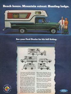 Ford F 250 Camper Pick Up V8 Truck ~Family Vacation ~1967 Vintage 