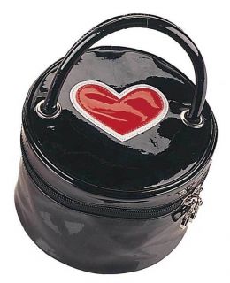 PLEASER BLACK PATENT WITH RED HEART BAG GOTH EMO PUNK VEGAN