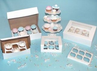 10 Cupcake WINDOW Bakery Box Holds 6 Each with INSERTS 9x7x3.5 WHITE