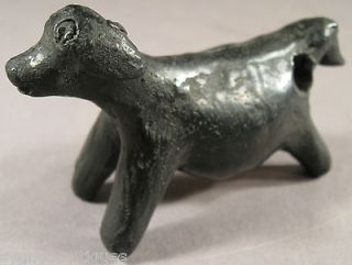 Vintage Primitive Black Pottery Figural Whistle   Dog, from Mexico