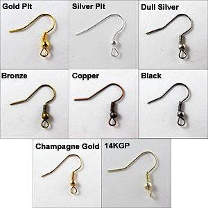 100Pcs Ear Wire Hook With Spring and Ball Gold,Silver,Bronze etc 