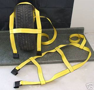 DEMCO Car Basket Straps Tow Dolly Wheel Net Tire Yel