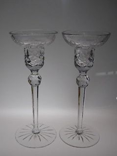   Quality Notched Lead Cut Crystal Candlesticks Candle Holders Rogaska