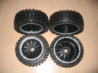   WHEELS BLACK by MadMax WITH KNOBBY TIRES FITS LOSI 5IVE T RC CARS