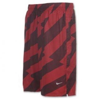 Nike Mens 12 Printed Woven Running Shorts Red/Burgundy