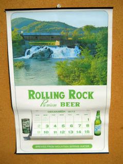 Rolling Rock Beer Sign Calendar 1973   1974 Latrobe PA Vintage