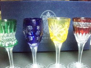 FABERGE NA ZDOROVYE   SET OF FOUR BOX SIGNED EACH LIQUEUR GLASS 
