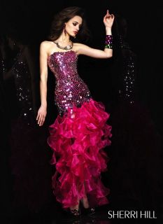 Cute Sherri Hill 2835 Fuchsia Pink Prom Pageant or Dance Dress NWT Sz 