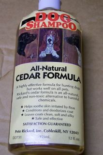 bottles NATURAL CEDAR Rickards DOG / Cat SHAMPOO  SOOTHING NONTOXIC 