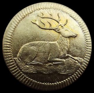 Stag/Deer brass gaming token/counter/spiel marke/jeton 1800s gambling 
