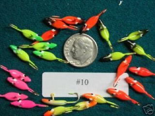 24 #10 Glow Tetr Totr Ice Jigs Lures 6 Different Colors