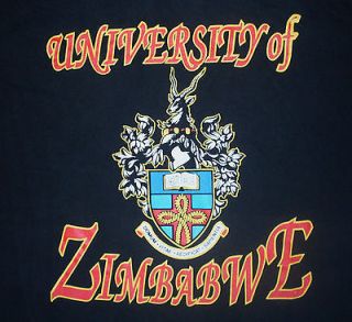 vtg University of Zimbabwe T Shirt XL Africa rare Black Tee USA 