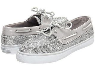 SPERRY TOPSIDER BAHAMA HOLIDAY FUN SILVER GLITTER CRUISE BOAT SHOES 