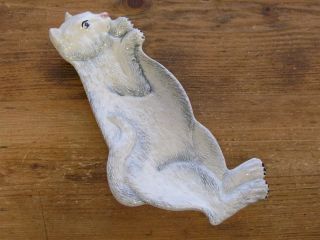 White Cat Kitten Spoon Rest Trinket Pin Dish Plate Ceramiche Leonardo 
