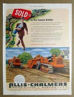 1945 Allis Chalmers Tractor Ad CRAWLER TRACTOR MODEL HD 19 ROAD 