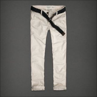   & Fitch A&F SLIM STRAIGHT CHINO Khaki Jeans Size 34x32 Hollister