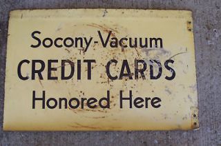 1940s Mobil Socony  Vacuum Credit Card Gas Pump Sign