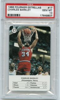 1988 Fournier Estrellas Charles Barkley #17 Sixers PSA 10 Gem Mint