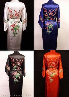 Colors Charming Chinese Silk Womens Kimono Robe Gown bathrobe/gown 